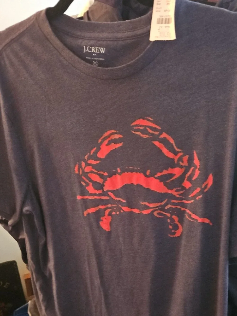 J. Crew Navy T-Shirt with Red Crab Graphic
